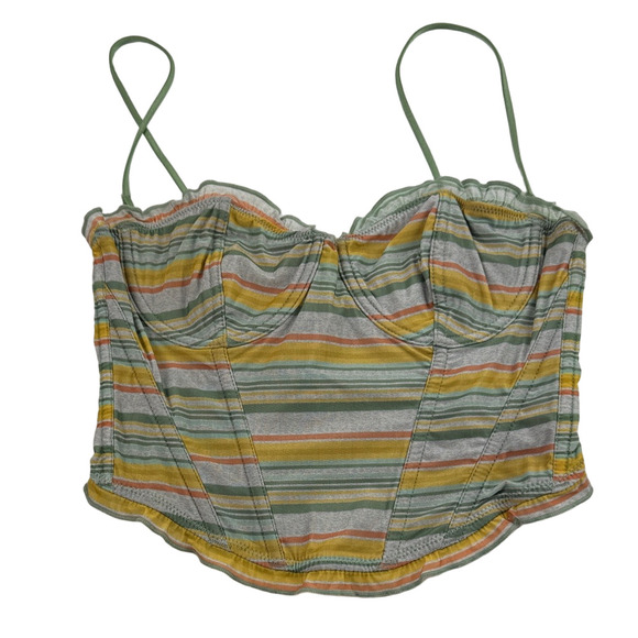 Urban Outfitters - Out From Under -  Green Striped Bustier Bralette Top - Picture 1 of 8